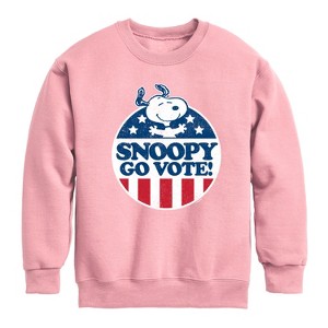 Boys' - Peanuts - Snoopy Go Vote Graphic Long Sleeve Fleece Sweatshirt - 1 of 4
