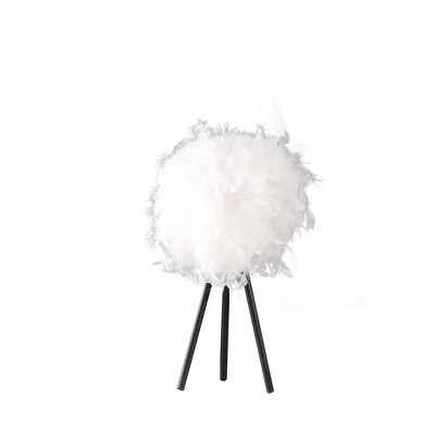 20.5" Pure White Feather Shade Tripod Metal Table Lamp