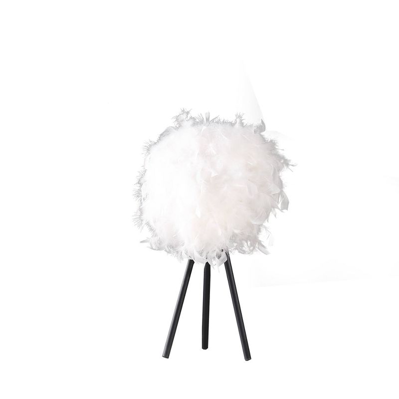 20.5&#34; Pure White Feather Shade Tripod Modern Metal Table Lamp - Ore International, 5 of 6