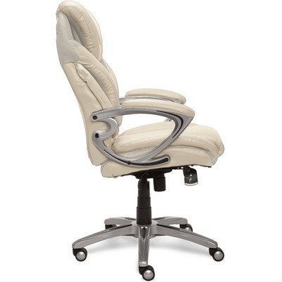 Ergonomic Cream Bonded Leather Executive Office Chair with AIR Lumbar Support