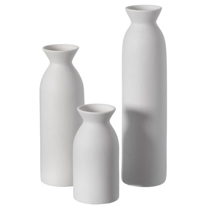 Contemporary White Cylinder Shaped Ceramic Table Flower Vase Holder, 3 of 7