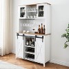 70"Farmhouse Wine&Coffee Bar Cabinet with Hutch,Tall Storage Pantry with Sliding Barn Doors,Wine Bottle/Glass Racks, Buffet for Dining Room/Home Bar - 4 of 4