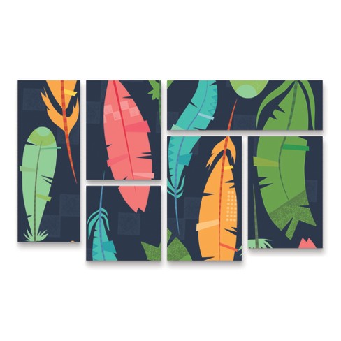 Trademark Fine Art Holli Conger Southwest Feathers Pattern 3 Piece Panel Set Art - image 1 of 3