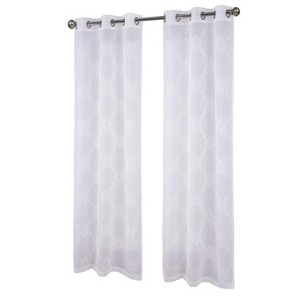 RT Designer Collection Sheryl 2 Pack Embroidered Dorly Luxurious Decorative Grommet Curtain Panel 36" x 96" White - 1 of 4