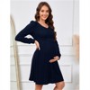 BLUEMING Maternity Rib-Knit Contour Dress - V-Neck Long Sleeve Mid-Length Dress for Baby Celebrations & Autumn Gatherings - 4 of 4