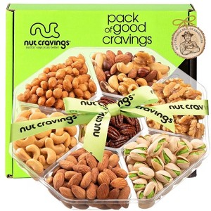 Healthy Nut Food Gift Basket Platter + Green Ribbon by Nut Cravings - 1 of 4