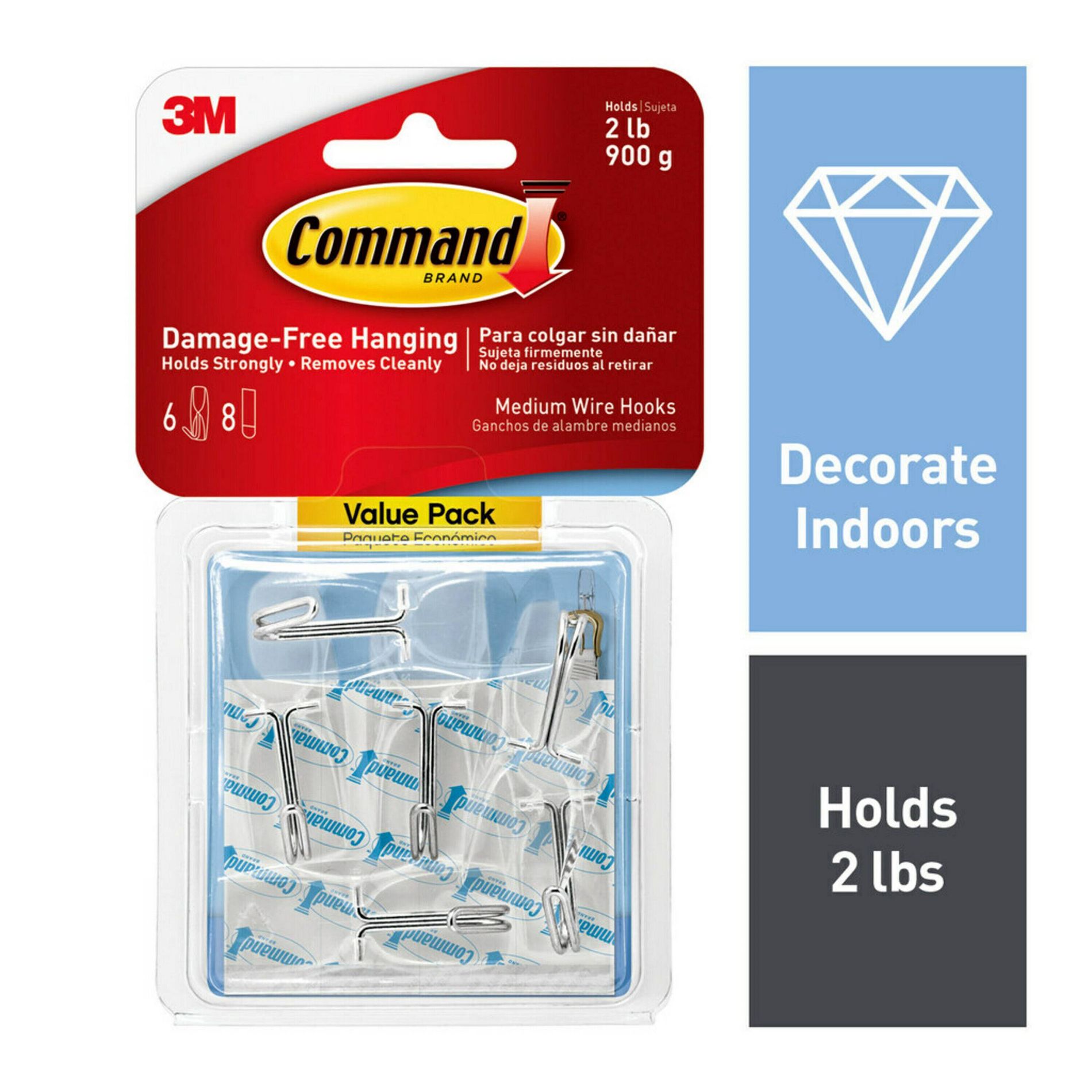 Command Damage-Free Hanging Medium Wire Hooks with Adhesive Strips