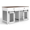 Akoasm 63 in. W Double Dog Large Dog Crate Furniture with 2 Drawers, Dividers & Sliding Doors-White - 4 of 4