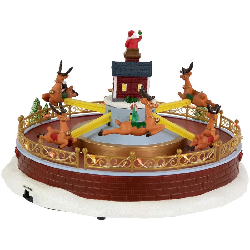 Northlight 12" Animated and Musical Rockin' Reindeer Ride LED Lighted Christmas Village Display, 5 of 6
