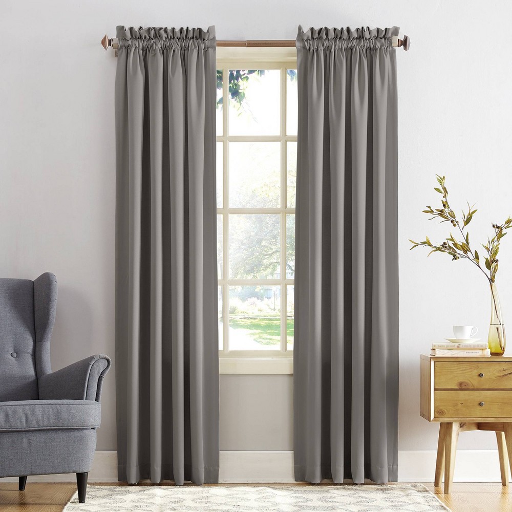 Photos - Curtains & Drapes 54"x108" Sun Zero Room Darkening Seymour Rod Pocket Curtain Panel Gray