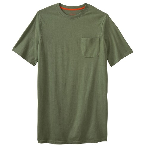 Boulder Creek by KingSize Men's Big & Tall Heavyweight Longer-Length Pocket  Crewneck T-Shirt - Big - 8XL, Heather Moss Green