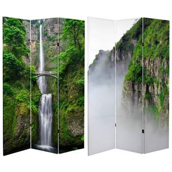 6' Tall Double Sided Mountaintop Waterfall Canvas Room Divider - Oriental Furniture