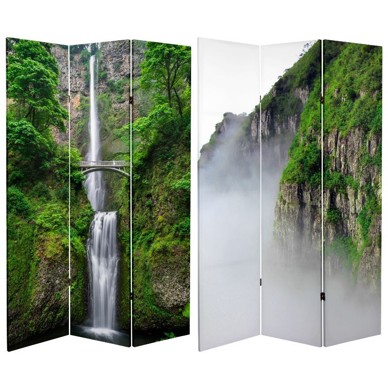 6' Tall Double Sided Mountaintop Waterfall Canvas Room Divider - Oriental Furniture, 1 of 6