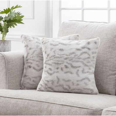 Chanasya Leopard White Faux Fur Square Throw Pillow Covers - 18" x 18”