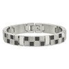 Black Bow Jewelry Men's 11mm Checkered Stainless Steel Bracelet, 8.25 Inch - 3 of 4