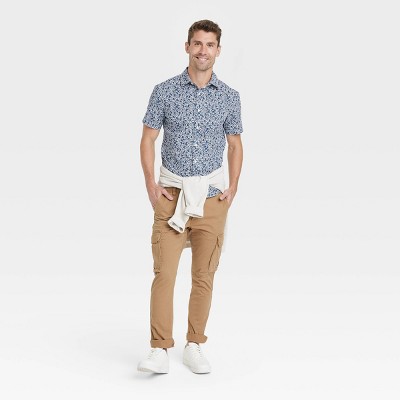 Мужские рубашки Goodfellow & Co Men's Short Sleeve Poplin Button-Down Shirt - Goodfellow & Co™ True White S: Slim Fit, Cotton-Spandex Blend, Front Pocket — фото 3