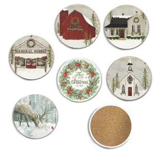 Courtside Market Home Town Christmas I 4x4 6-Piece Coaster Set - 1 of 2