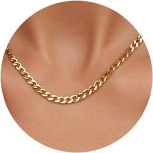 Minimalist Thin Gold Chain 18K Gold Thin Box Chain Necklace Short Small Gold Chain Choker Necklaces for Women - 1 of 4