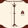 Costway Solid Rubber Wood Coat Rack with 3 Adjustable Heights and 11 Hooks for Hallway Black/Brown/Natural - 3 of 4