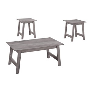 Monarch Specialties Table Set 3Pcs Set Coffee End Side Accent Living Room Laminate Grey Transitional - 1 of 4