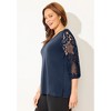 Catherines Women's Plus Size Eyelet Sleeve V-Neck Top - 4 of 4