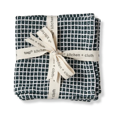 tag Tag Texturedcheck Dishcloth S2 Dk Green