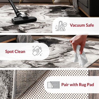Modern Abstract Elegance 4' x 6' Gray Synthetic Area Rug