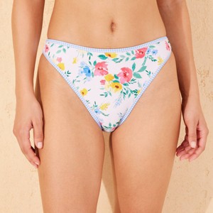 Women's Contrast Binding Mid-Rise Ultra High Leg Super Cheeky Bikini Bottom - Wild Fable™ - 1 of 4