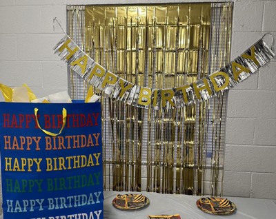 happy Birthday Party Banner White/gold - Spritz™ : Target