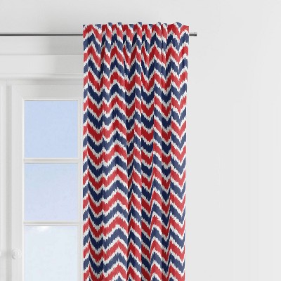 Bacati - Mix N Match Navy Red Chevron Ikat Curtain Panel