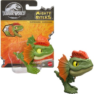 Jurassic World Mighty Little Biters Dilophosaurus Dinosaur Toy with Bite Action, Eye Change, Collectible Figure
