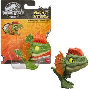 Jurassic World Mighty Little Biters Dilophosaurus Dinosaur Toy with Bite Action, Eye Change, Collectible Figure - 1 of 4