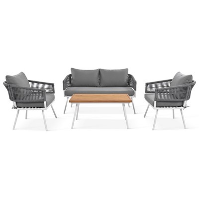 Syemin Patio Seating Sets, Comfortable Outdoor Seating Set, Transform Backyard into Retreat, Designed for Relaxation and Style, Gray, 51.2"*27.8"*28"