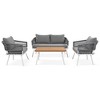 Kiki 4-Piece Woven Rope Patio Coversation Set with Acacia Wood Table, Deep Seating & Thick Cushion, Outdoor Furniture - Maison Boucle - 2 of 4