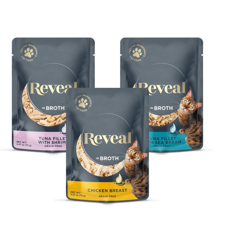 Reveal Natural Limited Ingredient Grain Free Variety of Tuna and Chicken Flavors in Broth Wet Cat Food - 2.47oz/12pk, 3 of 8