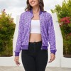Anna-Kaci Women's Sequin Bomber Jacket Zip Front Ribbed Cuffs and Hem Pockets - 2 of 4