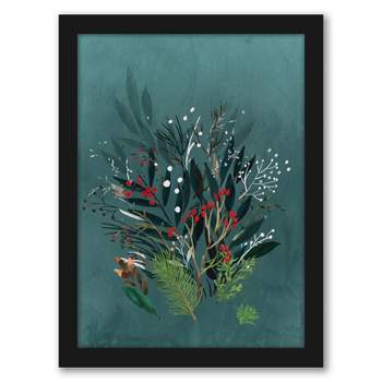 Americanflat Modern Botanical Blue Pine Cone Trees I By Pi Holiday Collection Framed Print Wall Art