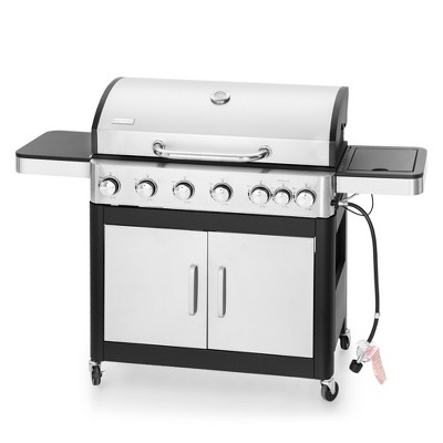 Captiva Designs 6-Burner Propane BBQ Grill with Side Burner - 665 sq. in. Cooking Area & 65,800 BTU Output