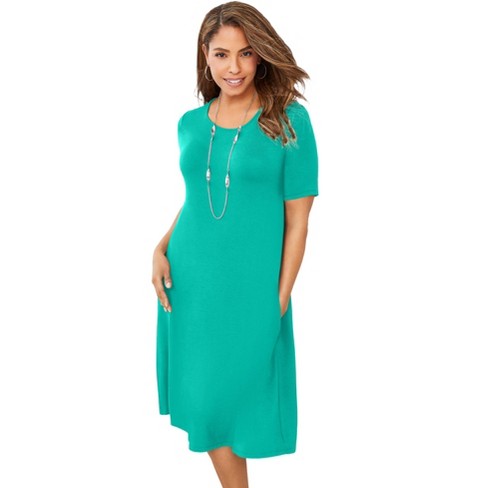 Jessica London Women's Plus Size A-line Jersey Dress - 26/28, Blue : Target