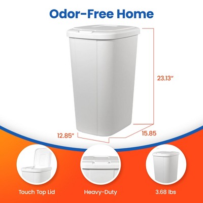 Hefty 13.3 Gallon White Plastic Touch Top Trash Can, 4 Pack