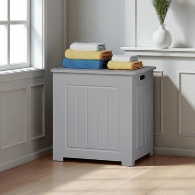 Modern Bathroom Cabinet with Flip Top Lid, Faux Wood Laundry Hamper Storage Cabinet for Bathroom or Bedroom