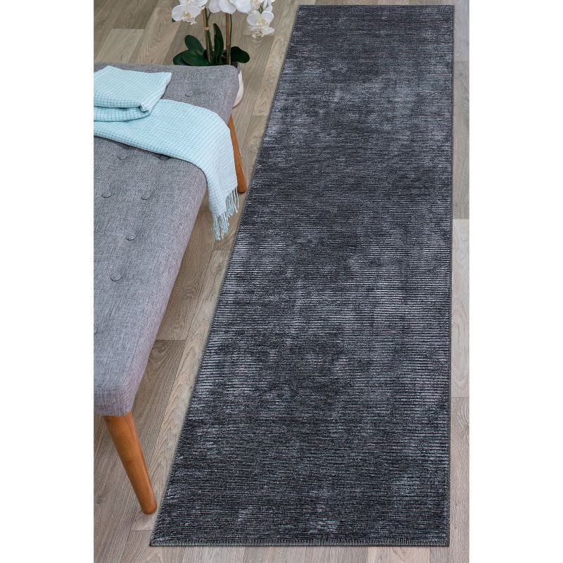 World Rug Gallery Contemporary Distressed Stripe Machine Washable Area Rug, 3 of 13