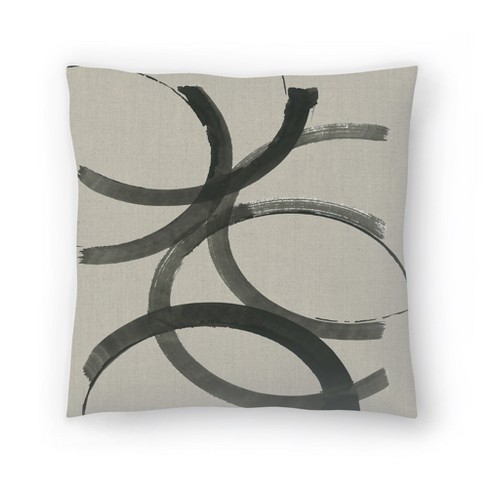 18X18 Dark Blue and White Abstract Stripe Throw Pillow