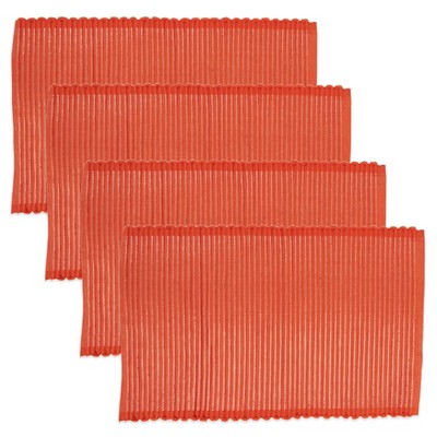 Orange Ribbed Cotton Rectangular Placemats Set of 4