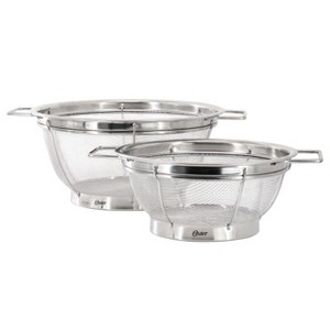 Oster Baldwyn 2 Piece 11 inch and 8.75 Inch Round Stainless Steel Mesh Colander Set - 1 of 4