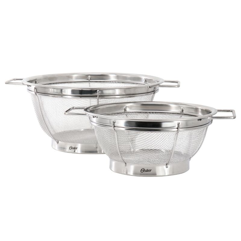 Oster Baldwyn 2 Piece 11 inch and 8.75 Inch Round Stainless Steel Mesh Colander Set, 1 of 7