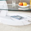 Maggift Patio End Tables, Glass Top Round Coffee Table, Double Layer Design, Suitable for Living Room, Patio, Bedroom, White, 47"*29.5"*16.7" - 3 of 4
