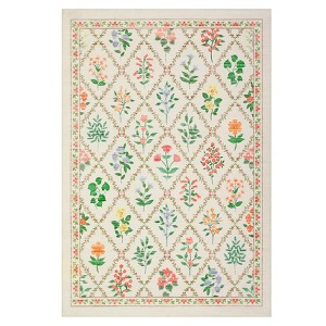 Washable Framhouse Floral Leaf Print Large Living Room Rugs, Soft Ultra Thin Textured Cute Floor Carpet for Bedroom Dining Room Nursery Playroom - 1 of 4