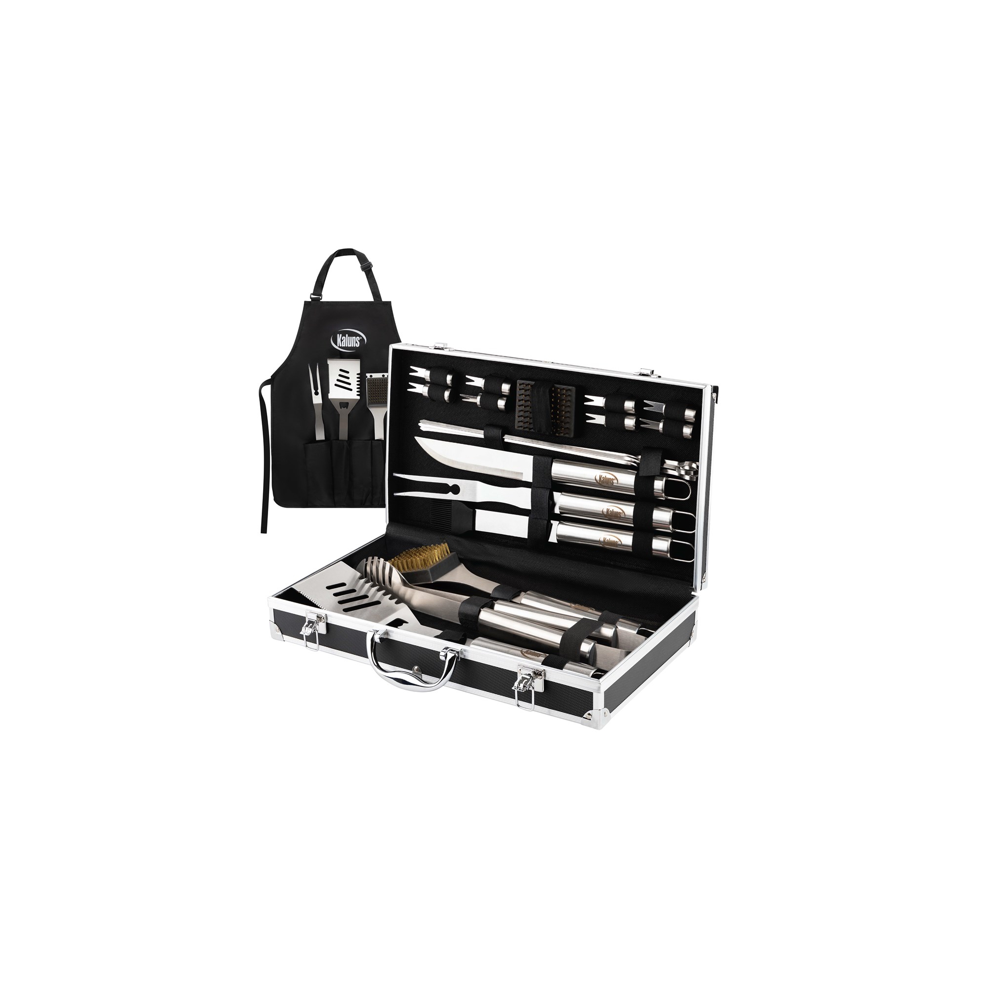 Kaluns Grill Set, 21 Piece Grilling Utensils Set, Stainless Steel, Strong and Durable Grill Tools, Dishwasher Safe