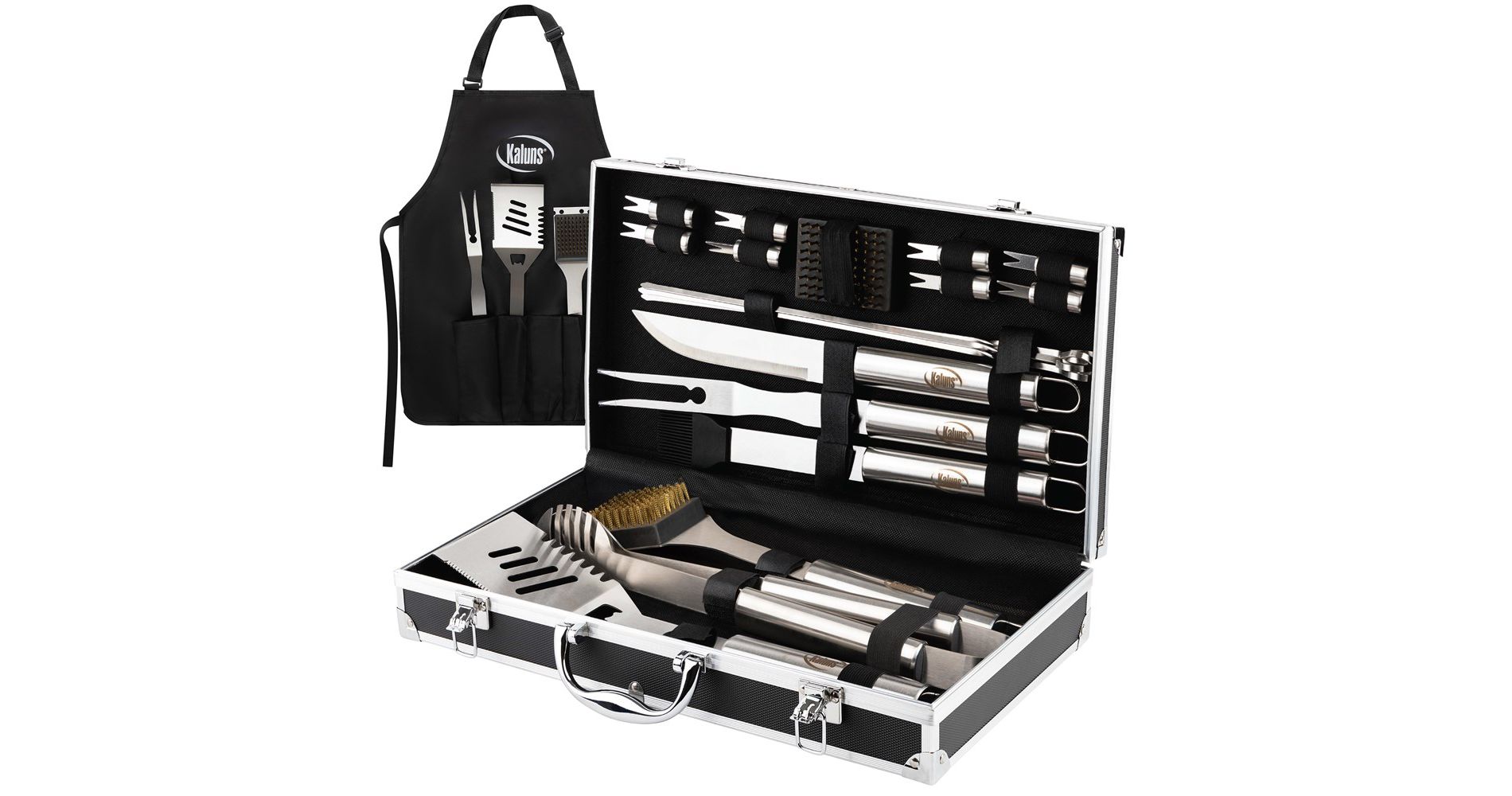 Kaluns Grill Set, 21 Piece Grilling Utensils Set, Stainless Steel, Strong and Durable Grill Tools, Dishwasher Safe